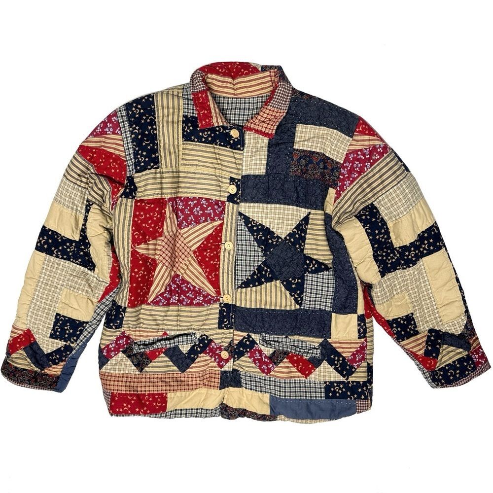 Vintage Reversible Quilted Patchwork Jacket 90s S… - image 3